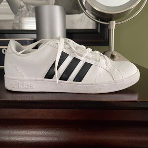 Adidas Classic White Sneakers with Black Stripes